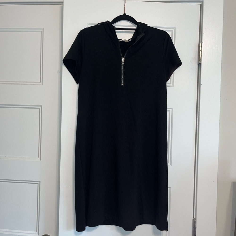 Black cotton hooded sport dress